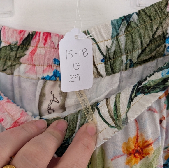 Aratta Ibiza Floral Boho Wide-Leg Pants Elastic Waist Romantic Cottagecore Small - Picture 6 of 6